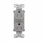 Eaton Wiring 15 Amp Duplex Receptacle, Tamper Resistant, 2-Pole, Gray