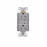 Eaton Wiring 20 Amp Duplex Receptacle w/LED Indicators, Commercial Grade, Gray