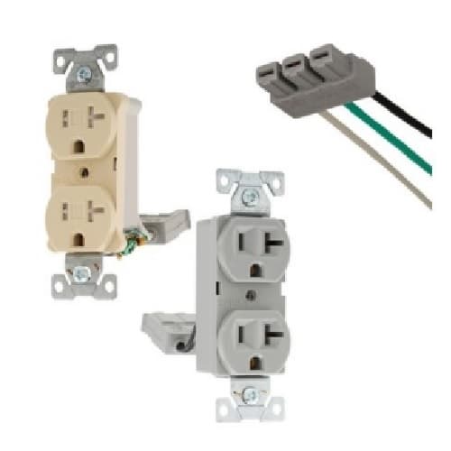 Eaton Wiring 20A TR Dual Controlled Duplex Receptacle, 2-Pole, 3-Wire, 125V, Green