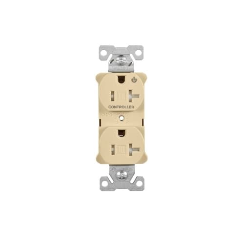 Eaton Wiring Arrow Hart 20 Amp Half Controlled Duplex Receptacle, Tamper Resistant, Ivory