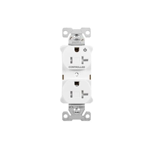 Eaton Wiring Arrow Hart 20 Amp Half Controlled Duplex Receptacle, Tamper Resistant, White