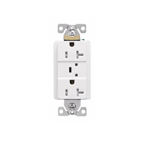 Eaton Wiring Arrow Hart 20 Amp Duplex Receptacle, Tamper Resistant, Construction Grade, White