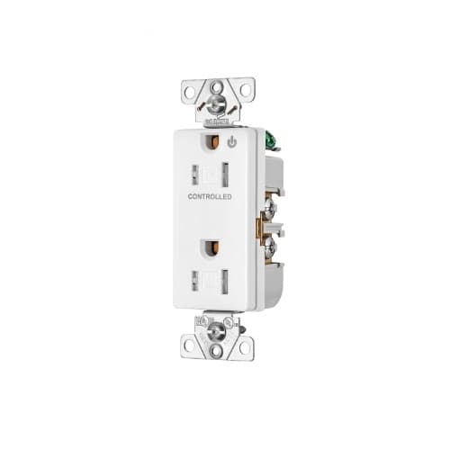 Eaton Wiring Arrow Hart 15 Amp Half Controlled Decorator Receptacle, Tamper Resistant, White