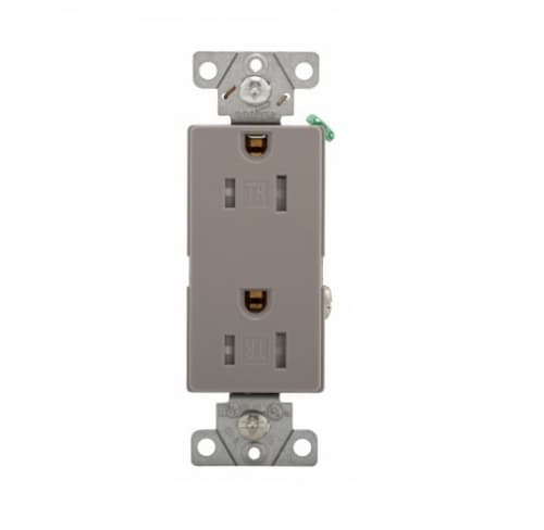 Eaton Wiring 15 Amp Duplex Receptacle, Tamper Resistant, Decora, Gray