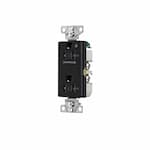 Eaton Wiring 20 Amp Half Controlled Decorator Receptacle, Tamper Resistant, Construction Grade, Black