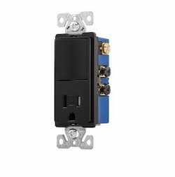 15 Amp Decora Switch w/ Receptacle, Tamper Resistant, Black