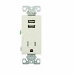 Eaton Wiring 2.4 Amp USB Charger w/ Receptacle, Combo,Tamper Resistant, Light Almond