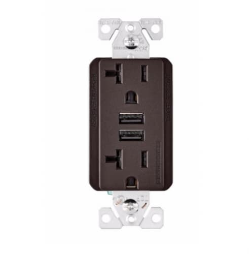 Eaton Wiring 20A Duplex Receptacle w/ 3.6A Dual USB, TR, 125V, Oil Rubbed Bronze