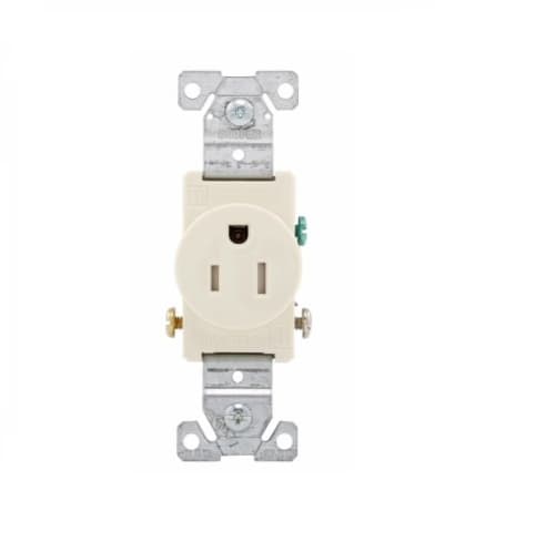 Eaton Wiring 15 Amp Single Receptacle, Flush Mount, 2-Pole, Almond