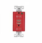 Eaton Wiring 15 Amp USB Charger w/ Duplex Receptacle, Tamper Resistant, Red