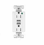 Eaton Wiring 15 Amp USB Charger w/ Duplex Receptacle, Tamper Resistant, White