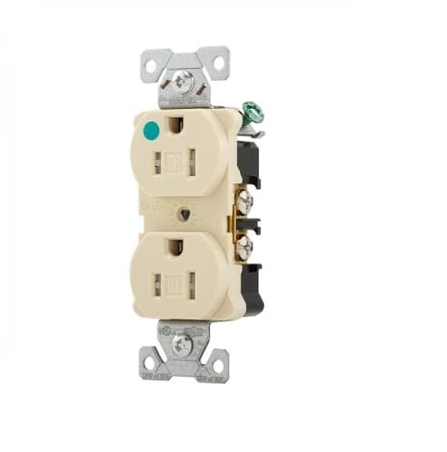 Eaton Wiring 15 Amp Duplex Receptacle w/ Terminal Guards, Decora, Ivory