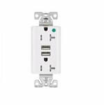 Eaton Wiring 3.1 Amp USB Charger w/ Duplex Receptacle, NEMA 5-20R, White