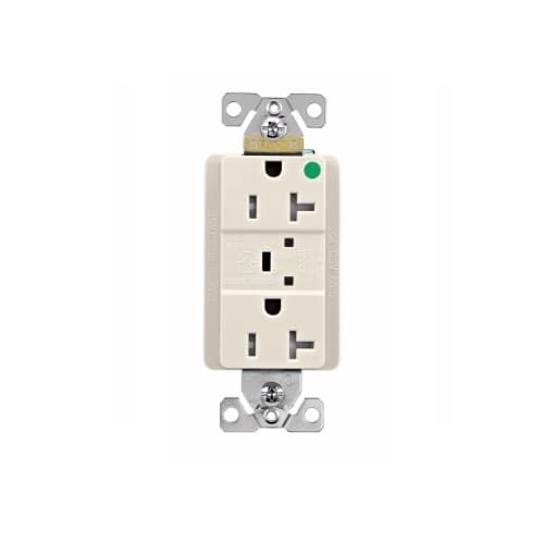 Eaton Wiring 20 Amp Surge Protection Receptacle w/Audible Alarm & LED Indicators, Light Almond