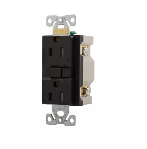 Eaton Wiring 15 Amp AFGF Receptacle, 2-Pole, Duplex, Black