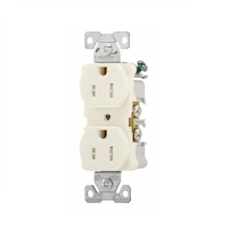 Eaton Wiring 15 Amp Duplex Receptacle, Flush Mount, 2-Pole, Almond