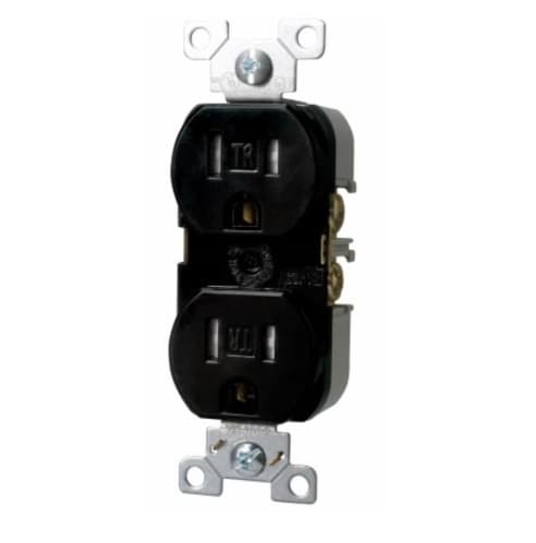 Eaton Wiring 15 Amp Duplex Receptacle, Flush Mount, 2-Pole, Black