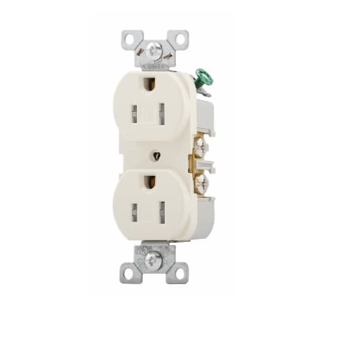 Eaton Wiring 15 Amp Duplex Receptacle, Flush Mount, 2-Pole, Light Almond