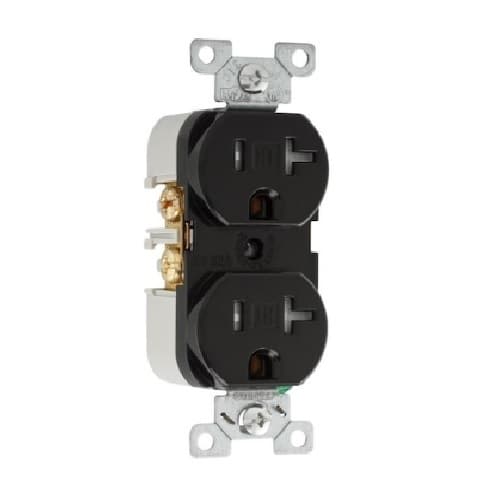 Eaton Wiring 20A TR Decora Duplex Receptacle, 2P3W, No Ear, #14-10 AWG, 125V, BK