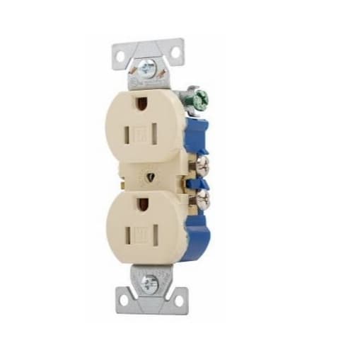 Eaton Wiring 15 Amp Duplex Receptacle, Flush Mount, 2-Pole, Ivory