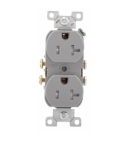 Eaton Wiring 20 Amp Duplex Receptacle, NEMA 5-20R, 2-Pole, Gray