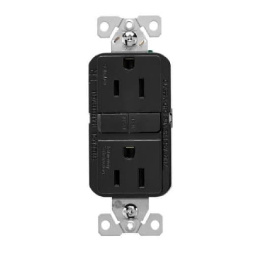 Eaton Wiring 15A TR Slim GFCI Receptacle Outlet, Retail Box, #14-10 AWG, 125V, BK