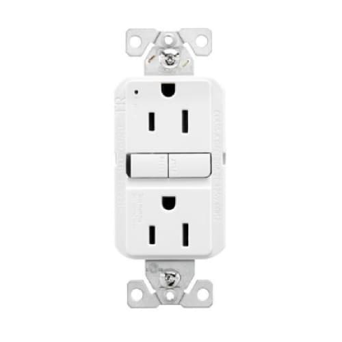 Eaton Wiring 15A Slim GFCI Receptacle Outlet, Self-Test, #14-10 AWG, 125V, White