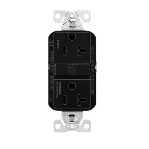 Eaton Wiring 20A TR Slim GFCI Receptacle Outlet, Retail Box, #14-10 AWG, 125V, BK