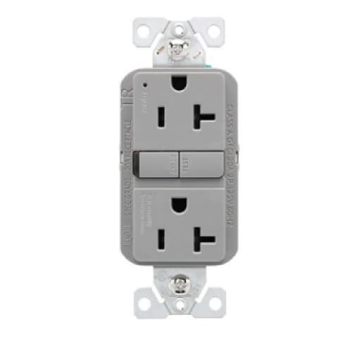 Eaton Wiring 20A TR Slim GFCI Receptacle Outlet, Retail Box, #14-10 AWG, 125V, GY