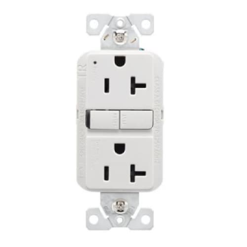 Eaton Wiring 20A TR Slim GFCI Receptacle Outlet, Retail Box, #14-10 AWG, 125V, WH