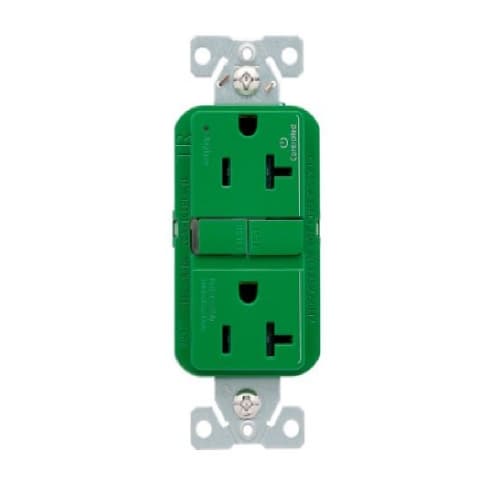 Eaton Wiring 20A TR Slim GFCI Receptacle Outlet, Dual Control, #14-10 AWG, 125V, GN