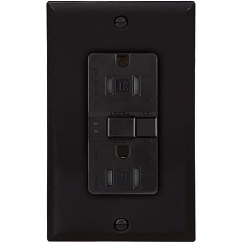 Eaton Wiring 15 Amp Tamper Resistant Duplex GFCI NAFTA-Compliant Outlet, Black