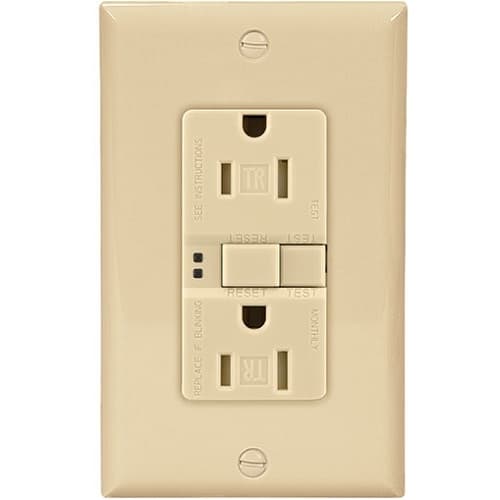 Eaton Wiring 15 Amp Tamper Resistant Duplex GFCI NAFTA-Compliant Outlet, Ivory