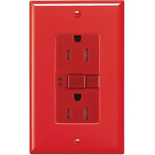 Eaton Wiring 20 Amp Tamper Resistant Duplex GFCI Outlet w/ ArrowLink Connector, Red