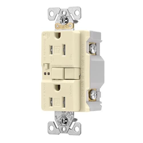 Eaton Wiring 15 Amp Tamper Resistant Duplex GFCI Outlet w/ Audible Alarm, Almond