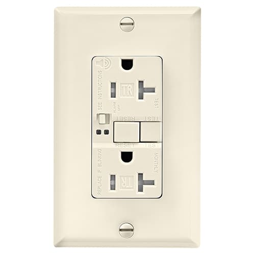 Eaton Wiring 20 Amp Tamper Resistant Duplex GFCI Outlet w/ Audible Alarm, Light Almond