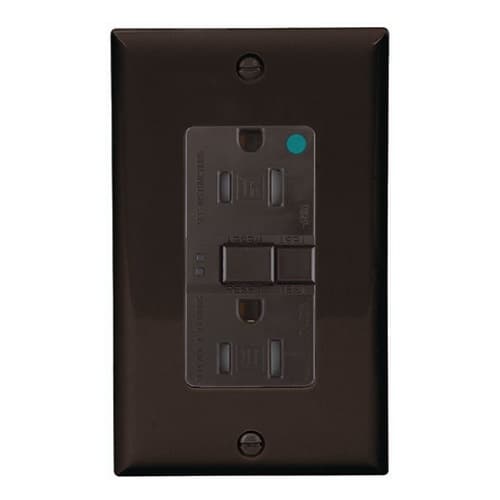 Eaton Wiring 15 Amp Tamper Resistant Hospital Grade GFCI NAFTA-Compliant Outlet, Brown