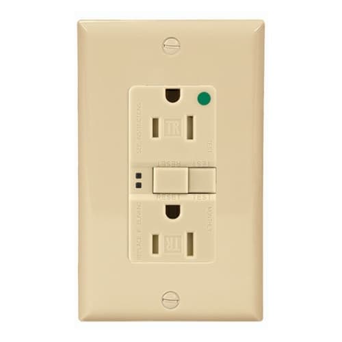 Eaton Wiring 15 Amp Tamper Resistant Hospital Grade GFCI NAFTA-Compliant Outlet, Ivory