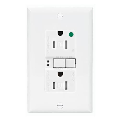 Eaton Wiring 15 Amp Tamper Resistant Hospital Grade GFCI NAFTA-Compliant Outlet, White