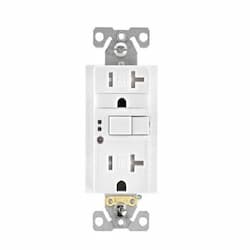 Eaton Wiring 20A NL TR GFCI Self Test Duplex Receptacle, 2P3W, #14-10 AWG, 125V, WH