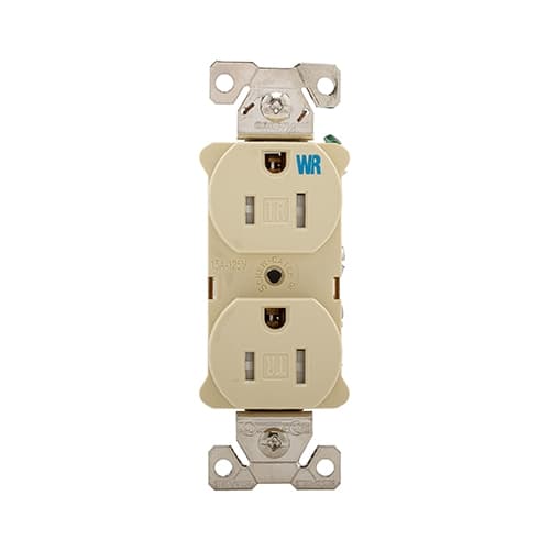 Eaton Wiring 15 Amp Tamper & Weather Resistant NEMA 5-15R Duplex Receptacle, Ivory