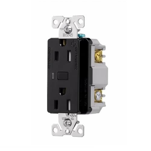 Eaton Wiring 15 Amp Wi-Fi Smart TR Duplex Receptacle, 2-Pole, 3-Wire, 120V, Black