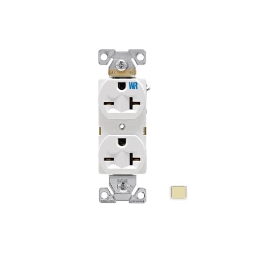 Eaton Wiring 20 Amp Duplex Receptacle, Construction Grade, NEMA 6-20R, Ivory