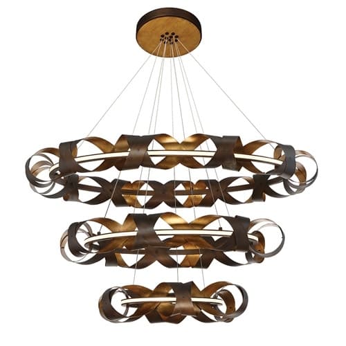 Eurofase 44-in 120W 3-Tier Double Helix Chandelier, 120V, 3460 lm, 3000K, BRZ