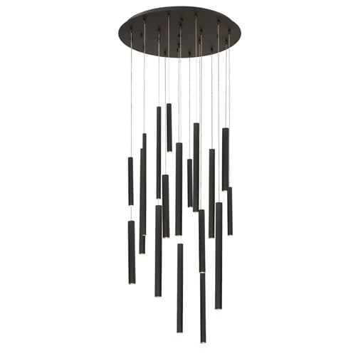 Eurofase 24-in Santana Clustered Tubes Chandelier, 18 LED, 900 lm, 120V, Black