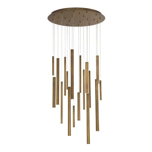 Eurofase 24-in Santana Clustered Tubes Chandelier, 18 LED, 900 lm, 120V, Brass