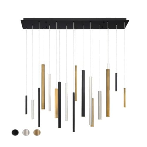 Eurofase 42-in Santana Linear Tubes Chandelier, 18 LED, 900 lm, Gold