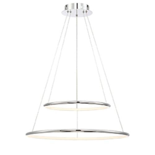 Eurofase 24-in 54W Round 2-Tier Pendant Chandelier, 120V, 2380 lm, 3000K, CHRM