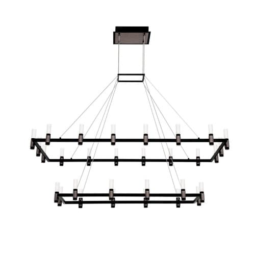 Eurofase 52-in 137W RCTNGL Chandelier, Dim, 2 Tier, 4800 lm, 120V, 3000K, NKL