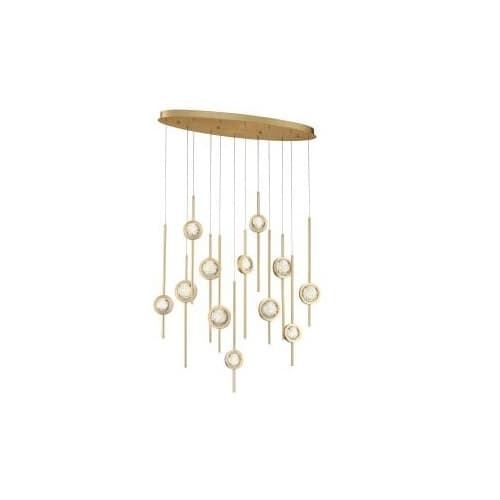 Eurofase 37-in 68W LED Chandelier, Dim, 120V, 2750 lm, 3500K, Brass